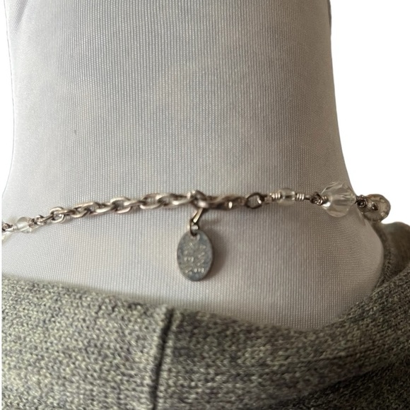 Anne Klein Clear Crystal Beaded Necklace Silver Tone Minimalist Elegant - Picture 3 of 3